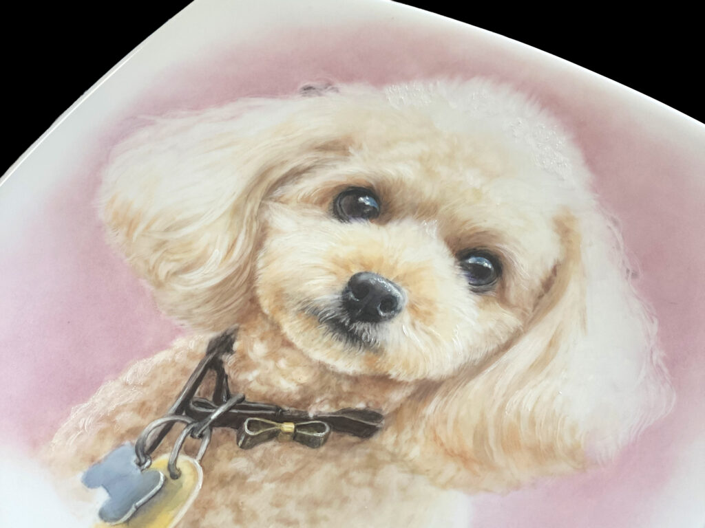 お皿に描いたペット肖像画-6