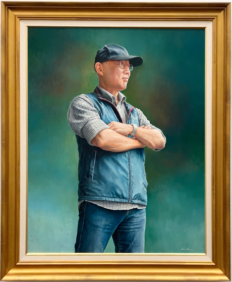参議院議長賞受賞-油絵肖像画額装